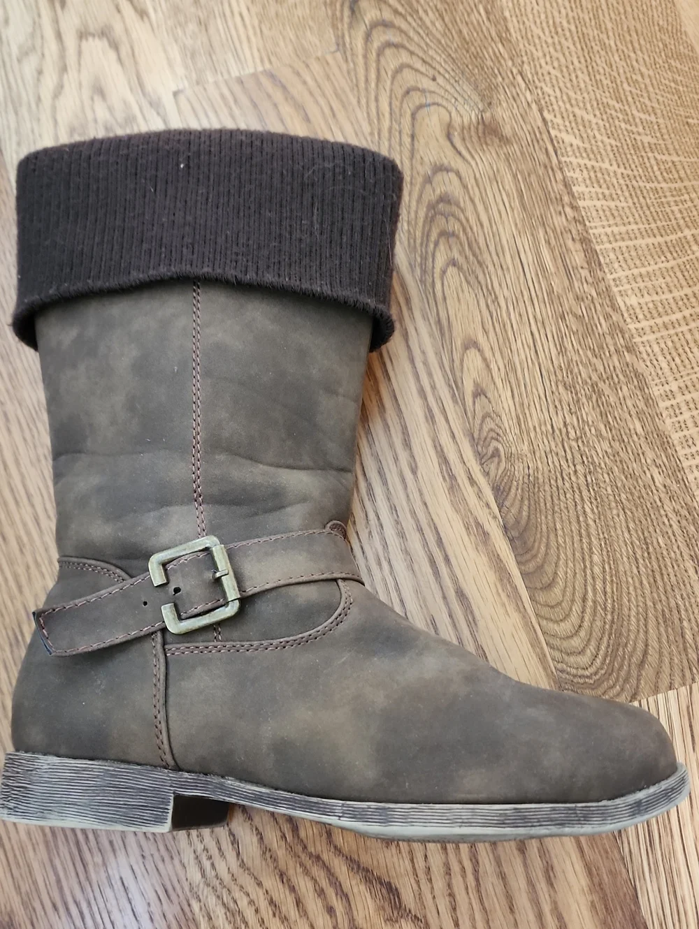 Faded Glory Breanna Brown Faux Suede Sweater Cuff Boots - Girls Size 3M / EU 35